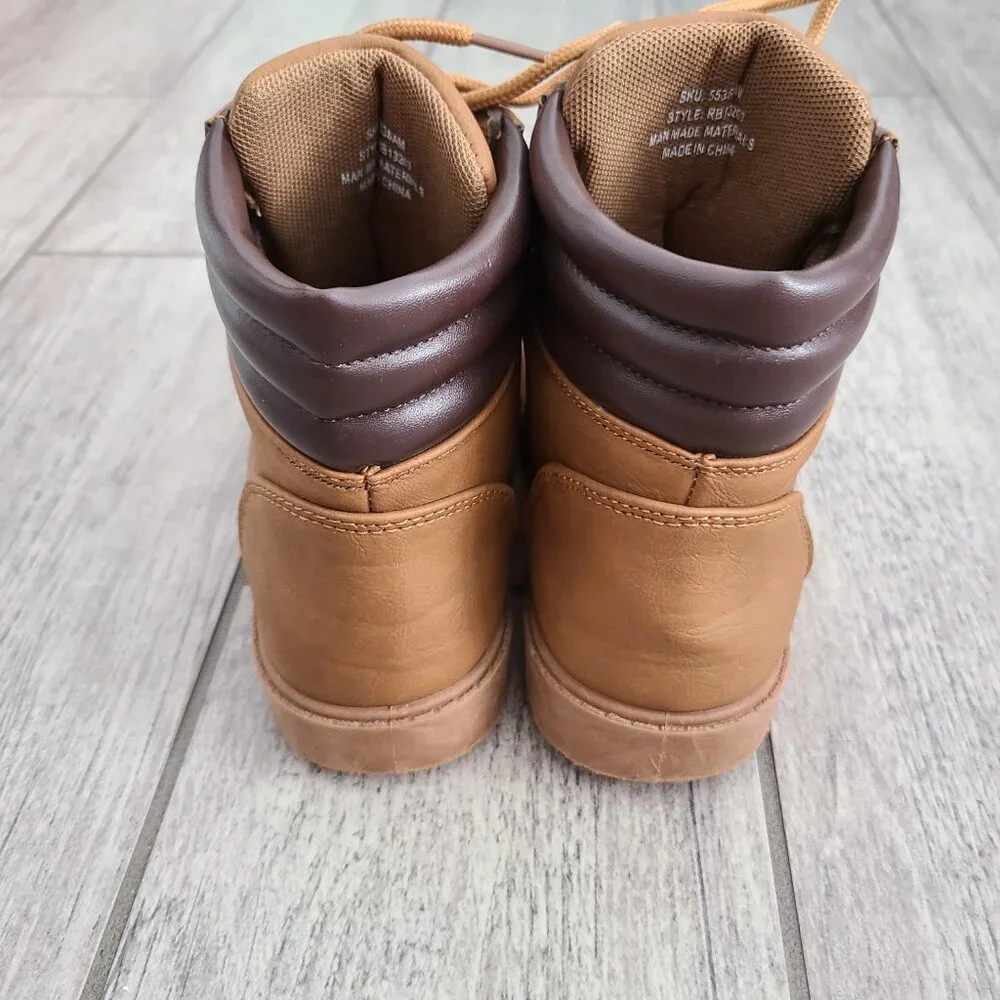 Rugged Bear Lace Up Ankle Boots Tan Brown Kids Size 13